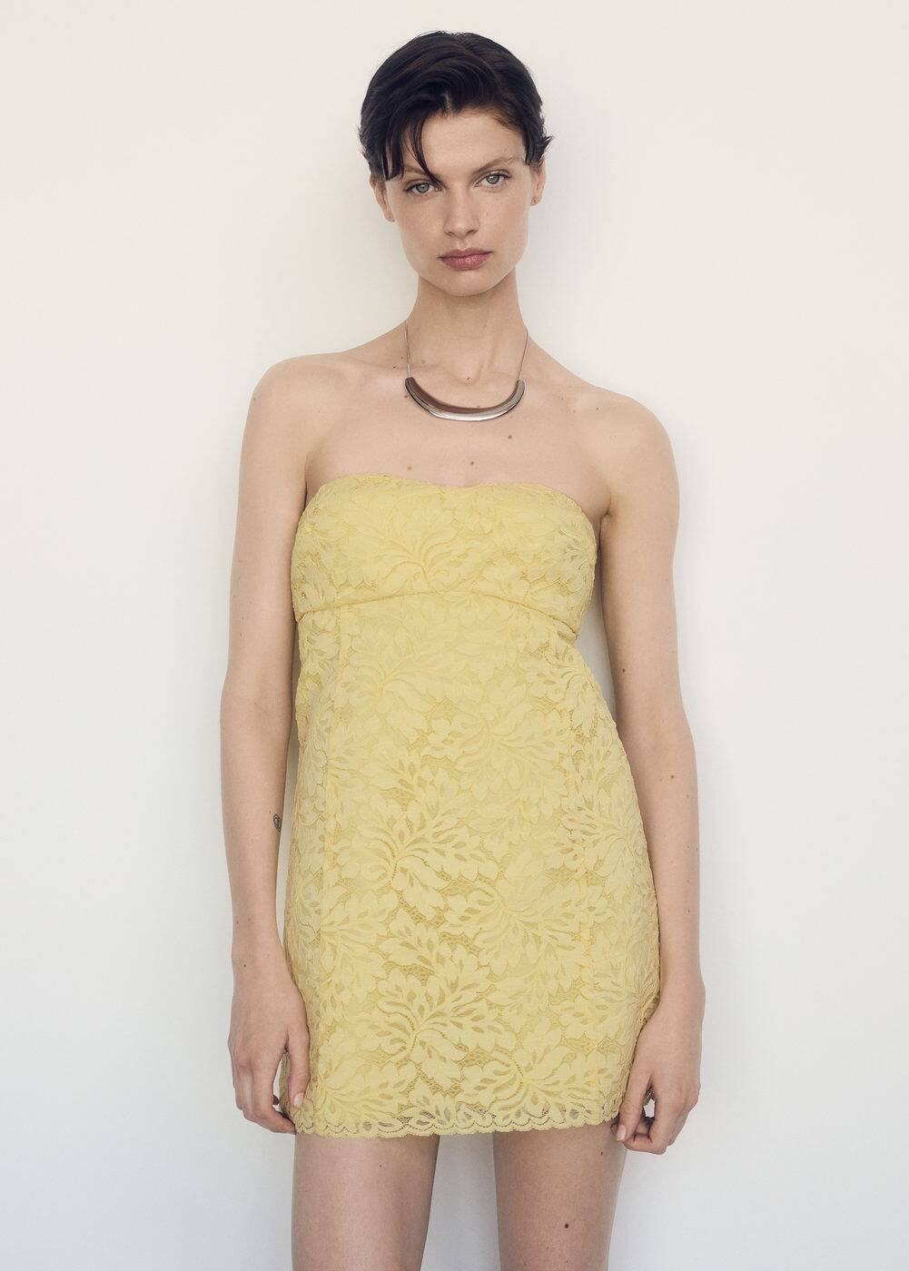 Strapless lace dress -  Women | Mango USA | MANGO (US)