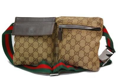 Auth Gucci GG Canvas Monogram Waist Belt Bum Bag Fanny Pack Sherry Brown 0616a | eBay US