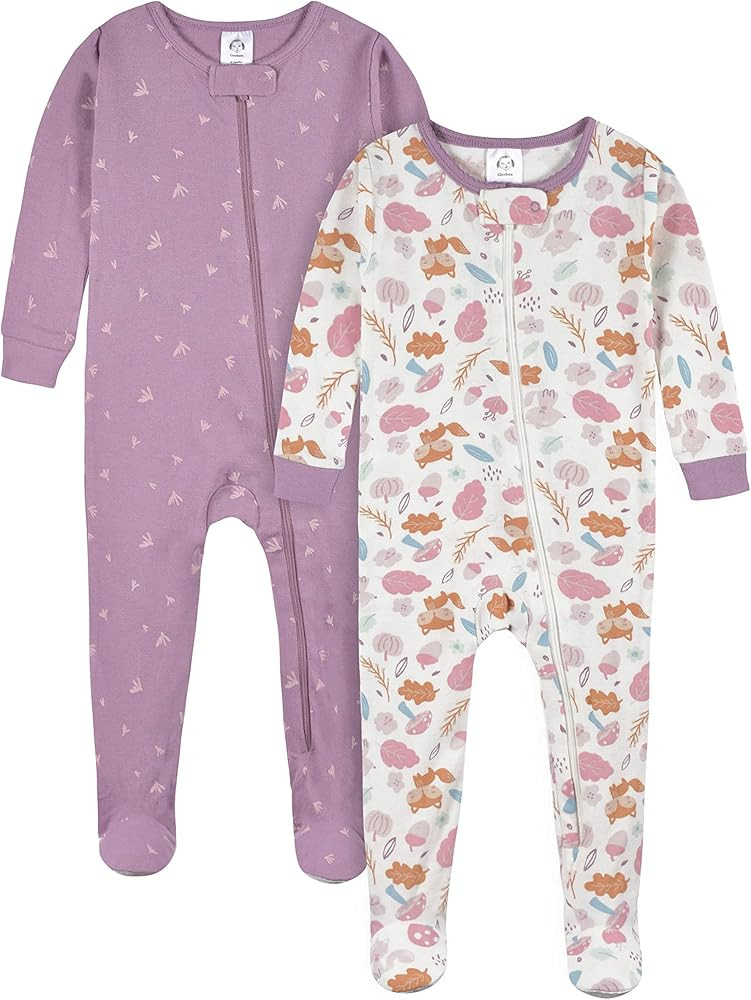 Gerber Baby Girls’ 2-Pack Footed Pajamas | Amazon (US)