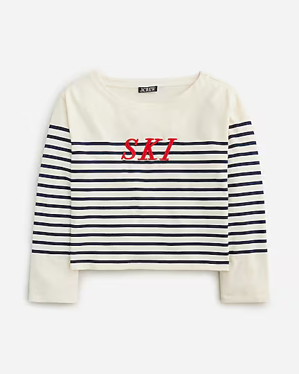 Mariner cloth embroidered long-sleeve T-shirt in stripe | J. Crew US