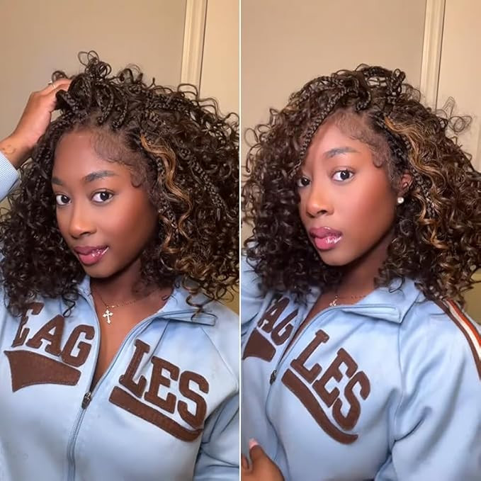 Frodio Veralux™ 13x6 HD Lace Frontal Wig Glueless 12" Cruly Boho Braids Water Wave Pre-Cut Lace... | Amazon (US)