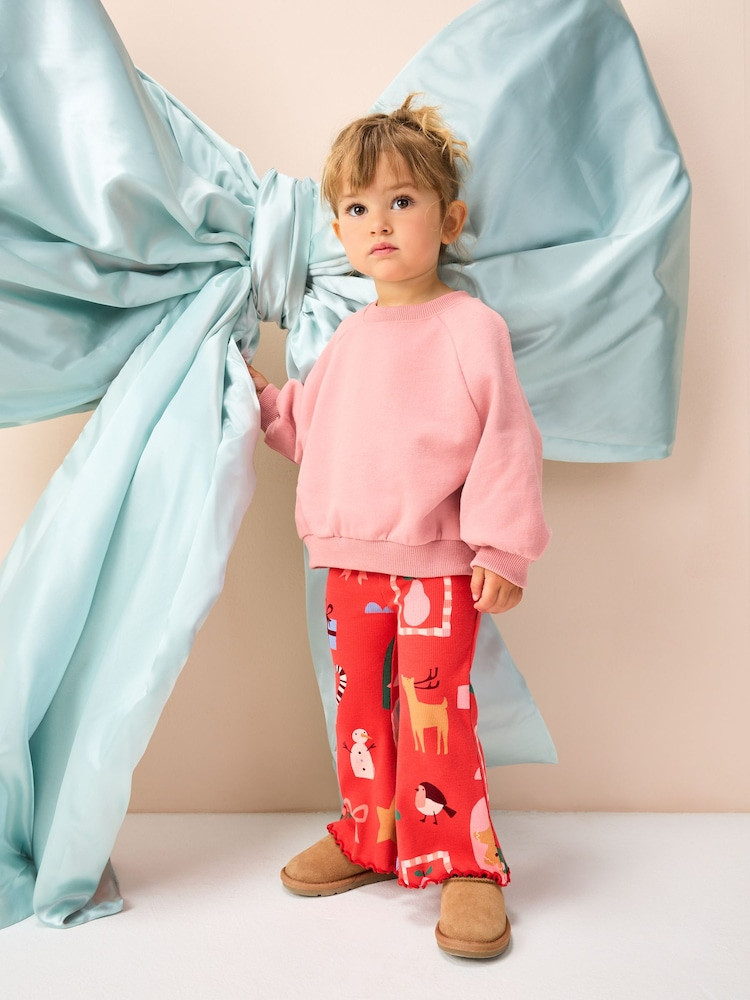 Red Santa Ribbed Flare Leggings (3mths-7yrs) | Next US