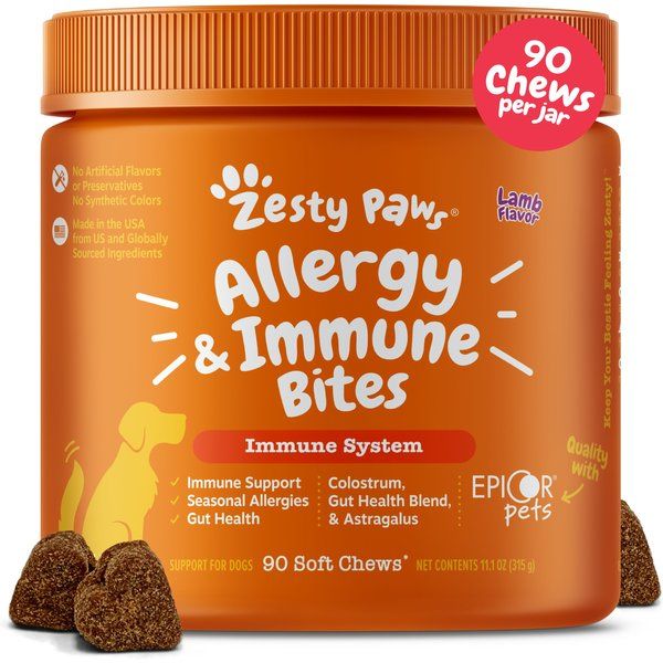 ZESTY PAWS Allergy & Immune Bites Lamb Flavored Soft Chews Allergies, Immune, & Gut Support Suppl... | Chewy.com