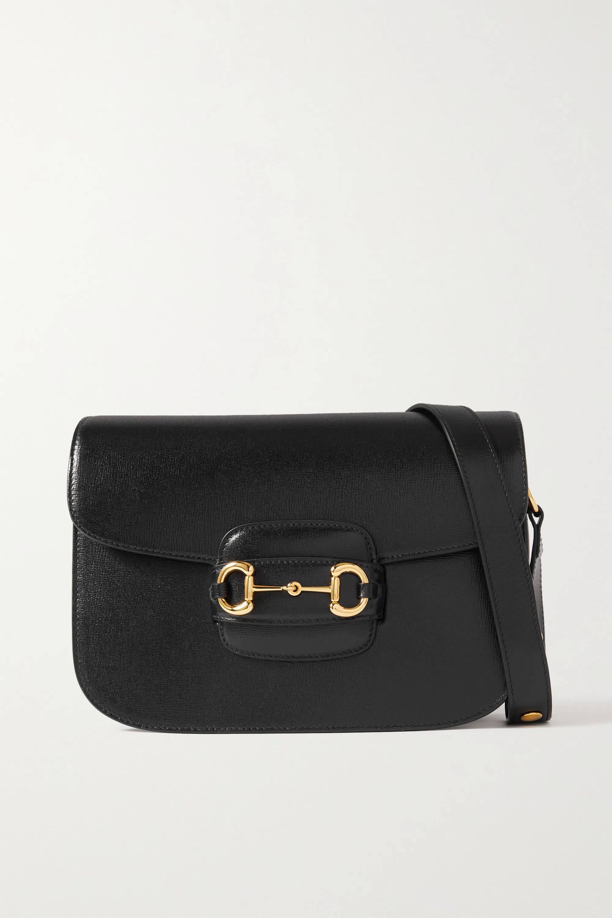 Black 1955 horsebit-detailed textured-leather shoulder bag | Gucci | NET-A-PORTER | NET-A-PORTER (UK & EU)