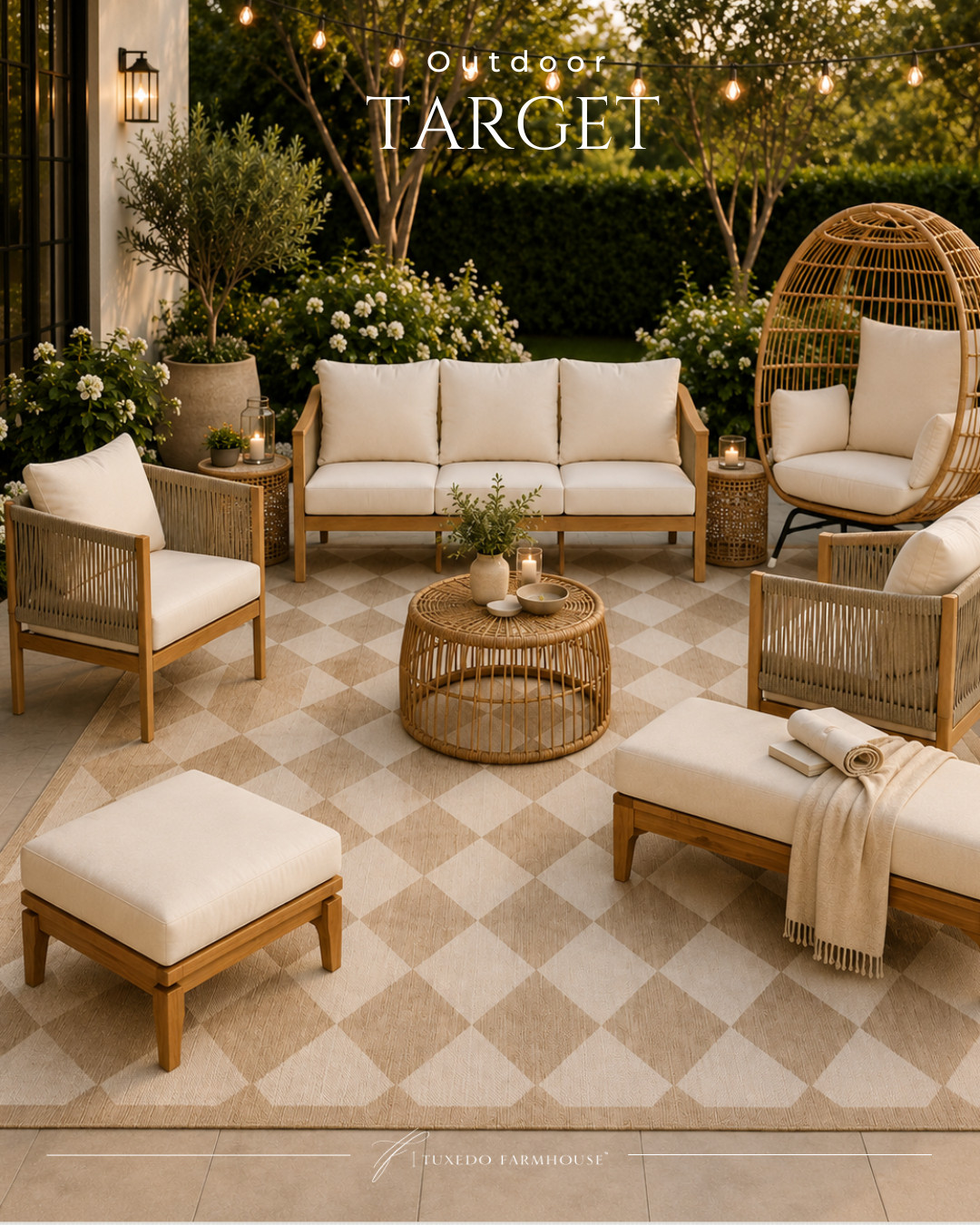 Create a backyard you'll never want to leave. 🌿 This Target outdoor collection is full of timeless pieces that make entertaining and relaxing feel effortless. From the cozy egg chair to the classic wood seating and statement outdoor rug, these finds bring designer style without the designer price tag. If you've been planning a patio refresh, now is a great time to grab your favorites before they're gone!

#LTKHome #LTKStyleTip #LTKSeasonal #TargetHome #OutdoorLiving #PatioDecor #BackyardInspo #SummerStyle 

 #LTKSeasonal #LTKHome #LTKSaleAlert