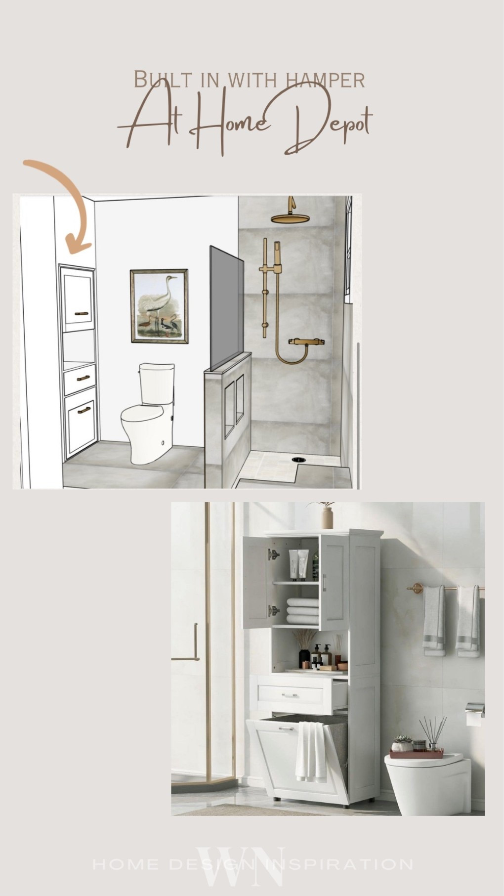 Built in with hamper at Home Depot 