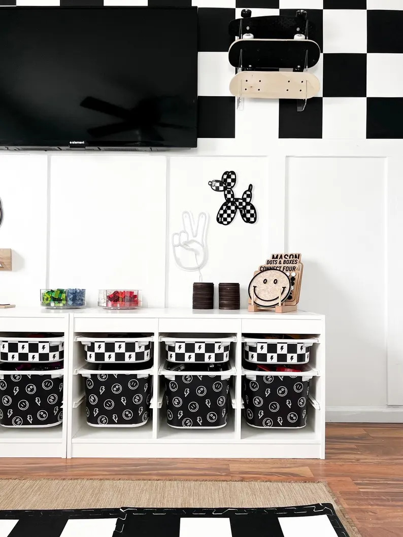 Slash ϟ Retro Storage Bin Sticker // IKEA Trofast Wrap / IKEA Storage Hack / Playroom Cubby Stic... | Etsy (US)