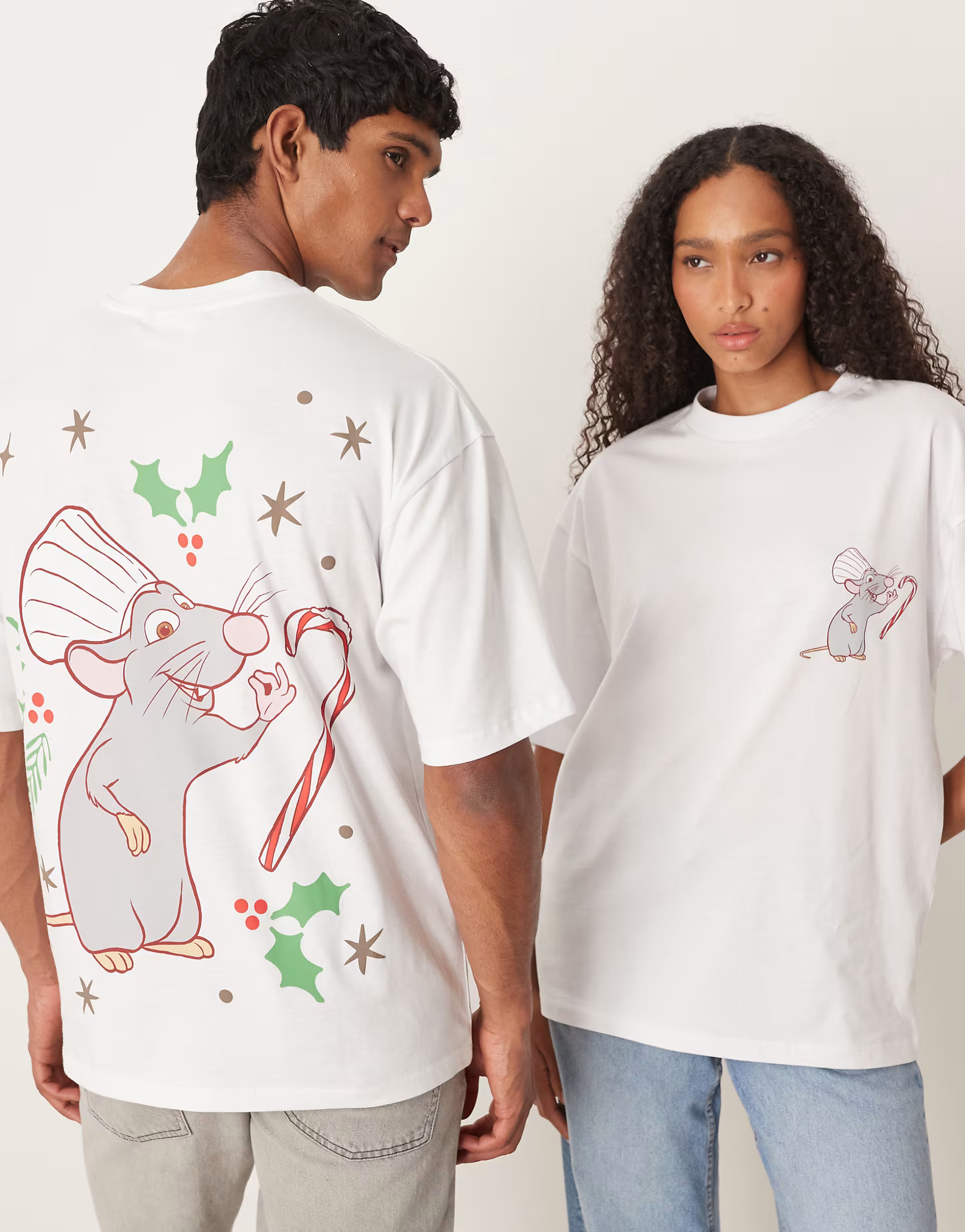 ASOS DESIGN Christmas Disney oversized T-shirt with Ratatouille prints in white | ASOS | ASOS (Global)