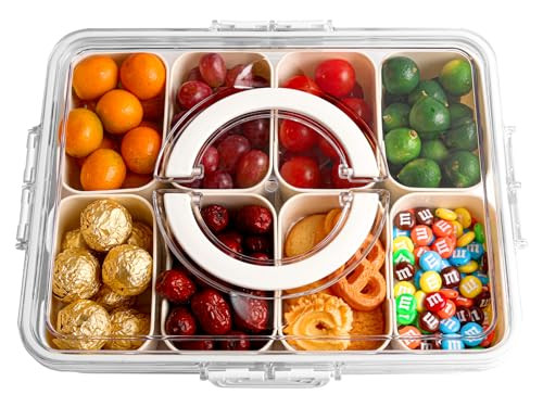 Zonpexe Snackle Box with Handle, Snack Box Container for Candy, Fruits, Nuts, Charcuterie and Veggies, Divided Serving Tray with Lid Perfect for Party and Entertaining, Travel and Beach Essentials | Amazon (US)