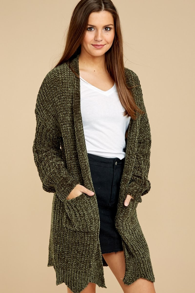 Warm Cuddles Olive Green Cardigan | Red Dress 