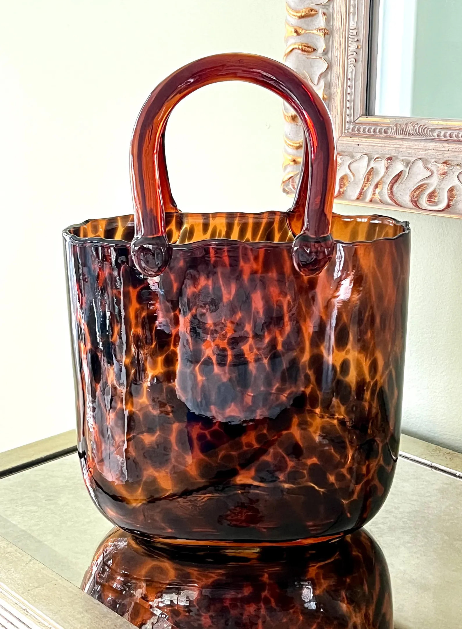 Leopard Murano Style Purse Vsse with Handles | Etsy (Global)