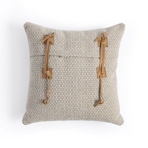 Leather Tie Pillow Oatmeal 20" | Scout & Nimble