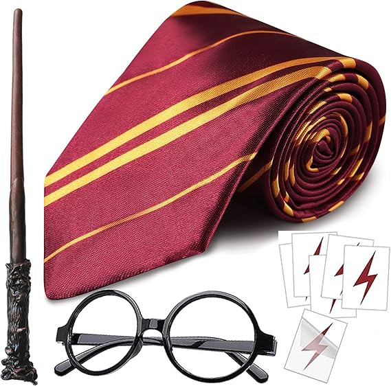 Komotu Wizard Costume,Wizard Wand and Tie and Glasses Magic Novelty Halloween Costume Accessories... | Amazon (US)