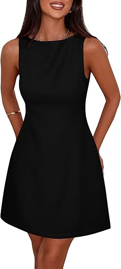 PRETTYGARDEN Womens Formal Short Dresses 2025 Summer Sleeveless Boat Neck A Line Elegant Mini Coc... | Amazon (US)