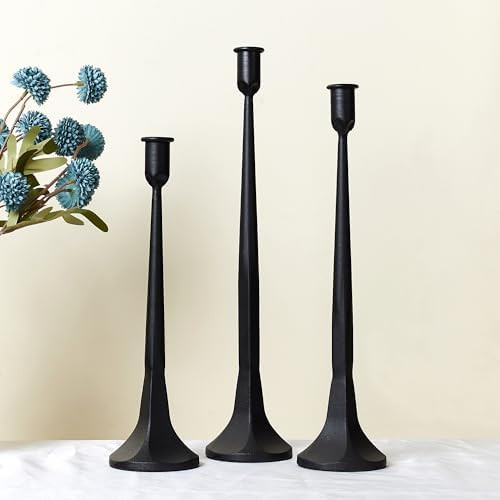 Iron Taper Candle Holder Set of 3 15.5” 14” 12” Decorative Modern Vintage Metal Tall Candle... | Amazon (US)