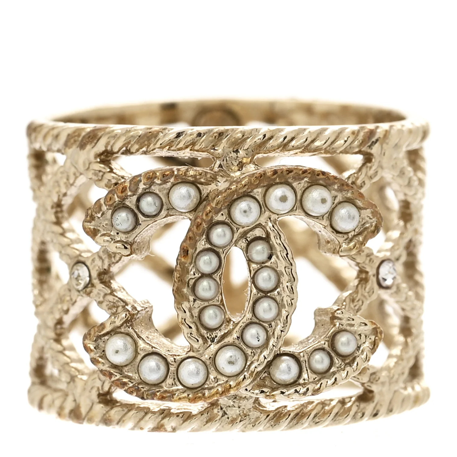 Chanel Pearl Chain CC Ring Gold 1740557 | FASHIONPHILE (US)