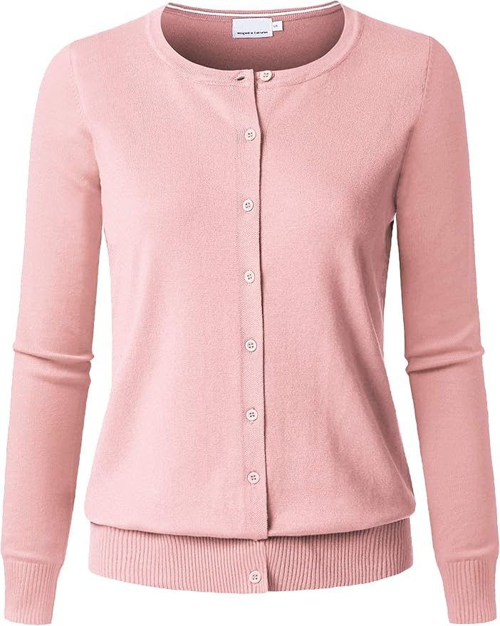 JSCEND Women's Long Sleeve Button Down Crew Neck Soft Knit Cardigan Sweater | Amazon (US)