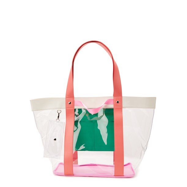 No Boundaries Women's Vinyl Tote with Removable Glasses Case, Multi-Color - Walmart.com | Walmart (US)