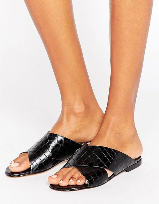 Dune London Labrinth Leather Slide Flat Sandals | ASOS UK