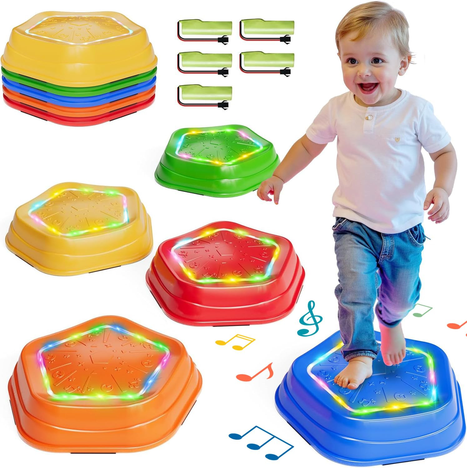 Calo 5Pcs Rechargeable Stepping Stones for Kids Toddler 3-5 with Light&Music,Balance Sensory Step... | Amazon (US)