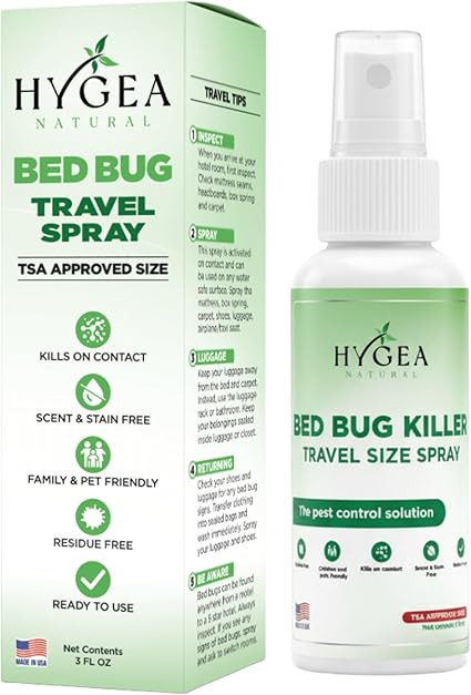 Hygea Natural Lice, Mite, and Bed Bug Killer Travel Spray - TSA Approved Size – Child & Pet Fri... | Amazon (US)