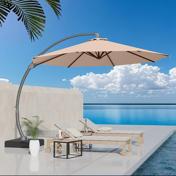 Kingdura 11ft Offset Cantilever Patio Umbrella with Base Included, Large Round Aluminum Outdoor U... | Amazon (US)