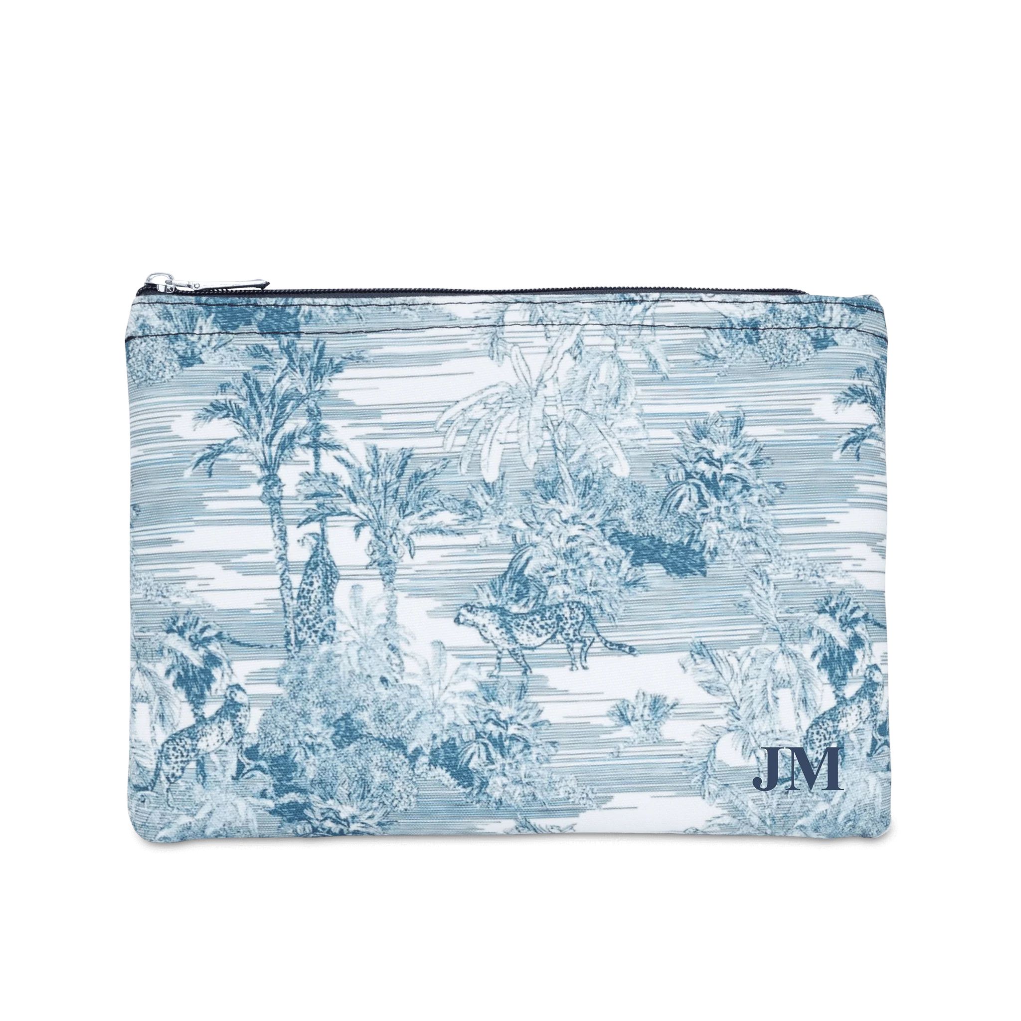 Lily and Bean Makeup Bag Blue Tropical Navy Initials Only | Lily and Bean
