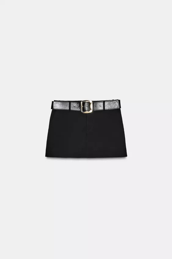 LOW-RISE SKORT WITH BELT | Zara US