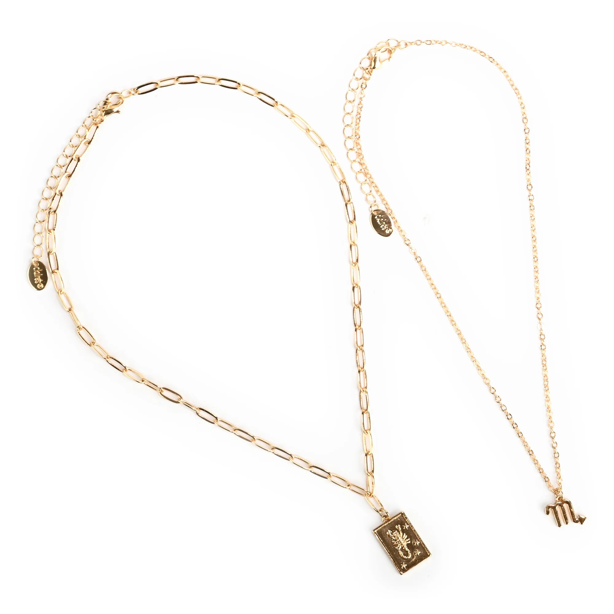Claire's Gold Zodiac Scorpio Unisex Necklace Set, Lobster Closure, Adult, 2 Pack, 38377 | Walmart (US)