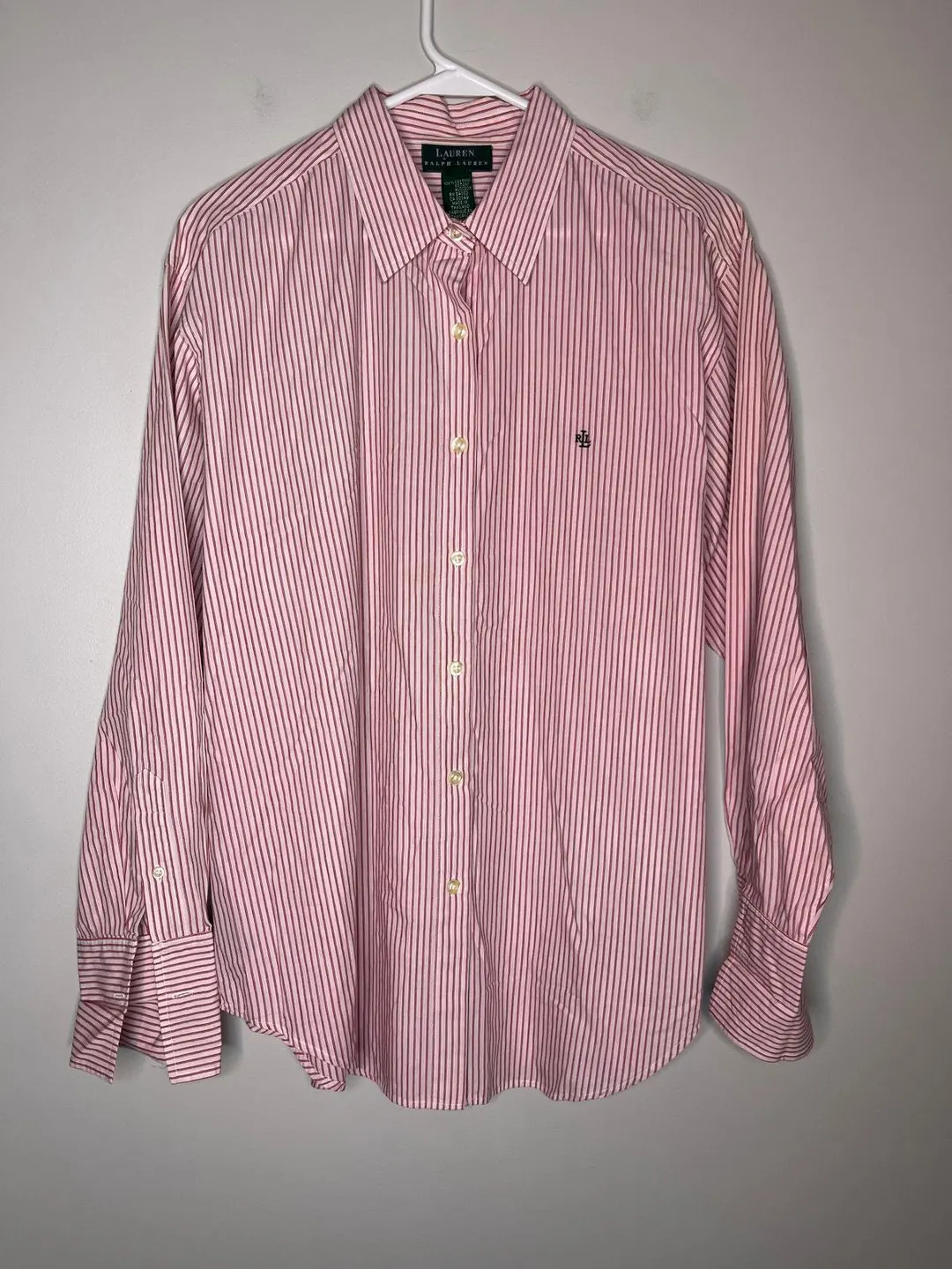 2000s Lauren Ralph Lauren Pink Red Pinstripe Old Money Cuff Links Shirt XL 14 - Etsy | Etsy (US)