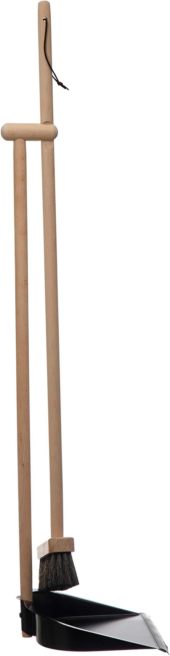 Beech Wood Broom & Standing Metal Dust Pan, Natural & Black | Amazon (US)