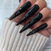 Black Matte 3D Abstract Press On Nail Set | Etsy (US)
