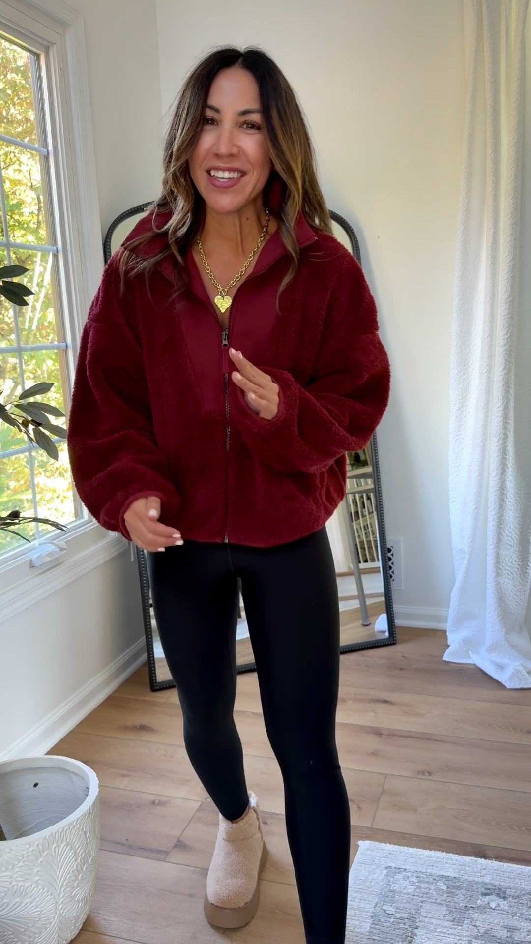 Small fleece jacket, small short leggings, Sherpa boots TTS. Target style.

#LTKSaleAlert #LTKFindsUnder50 #LTKOver40