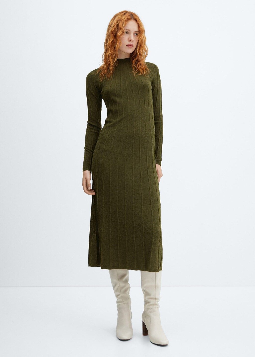 Perkins-neck ribbed dress -  Women | Mango USA | MANGO (US)