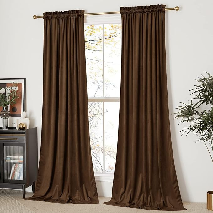 NICETOWN Brown Velvet Curtains, Thermal Insulated Sound Reducing Heavy Matt Heat & Chill Resistan... | Amazon (US)
