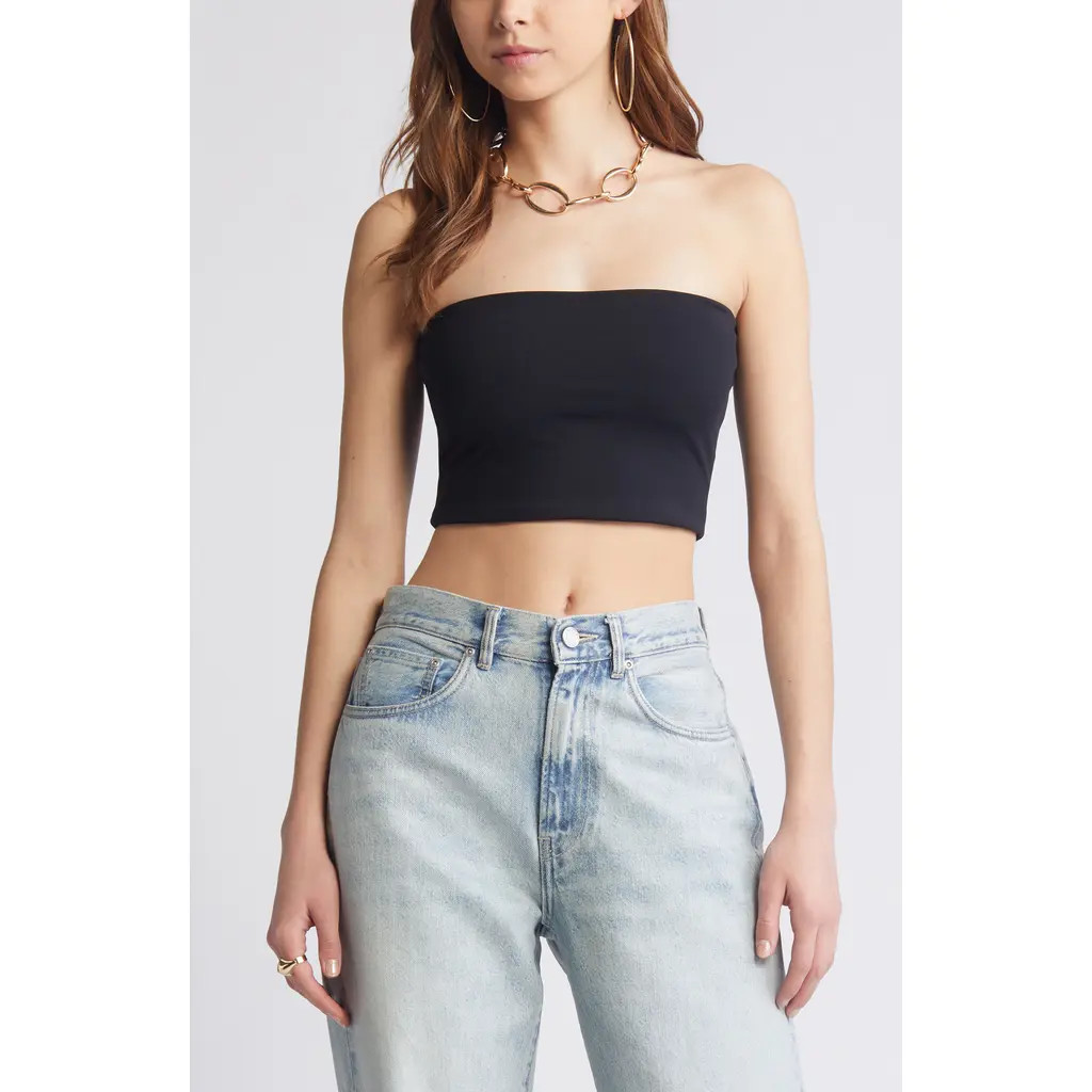 Open Edit Smooth Edit Tube Top in Black at Nordstrom, Size Xx-Small | Nordstrom
