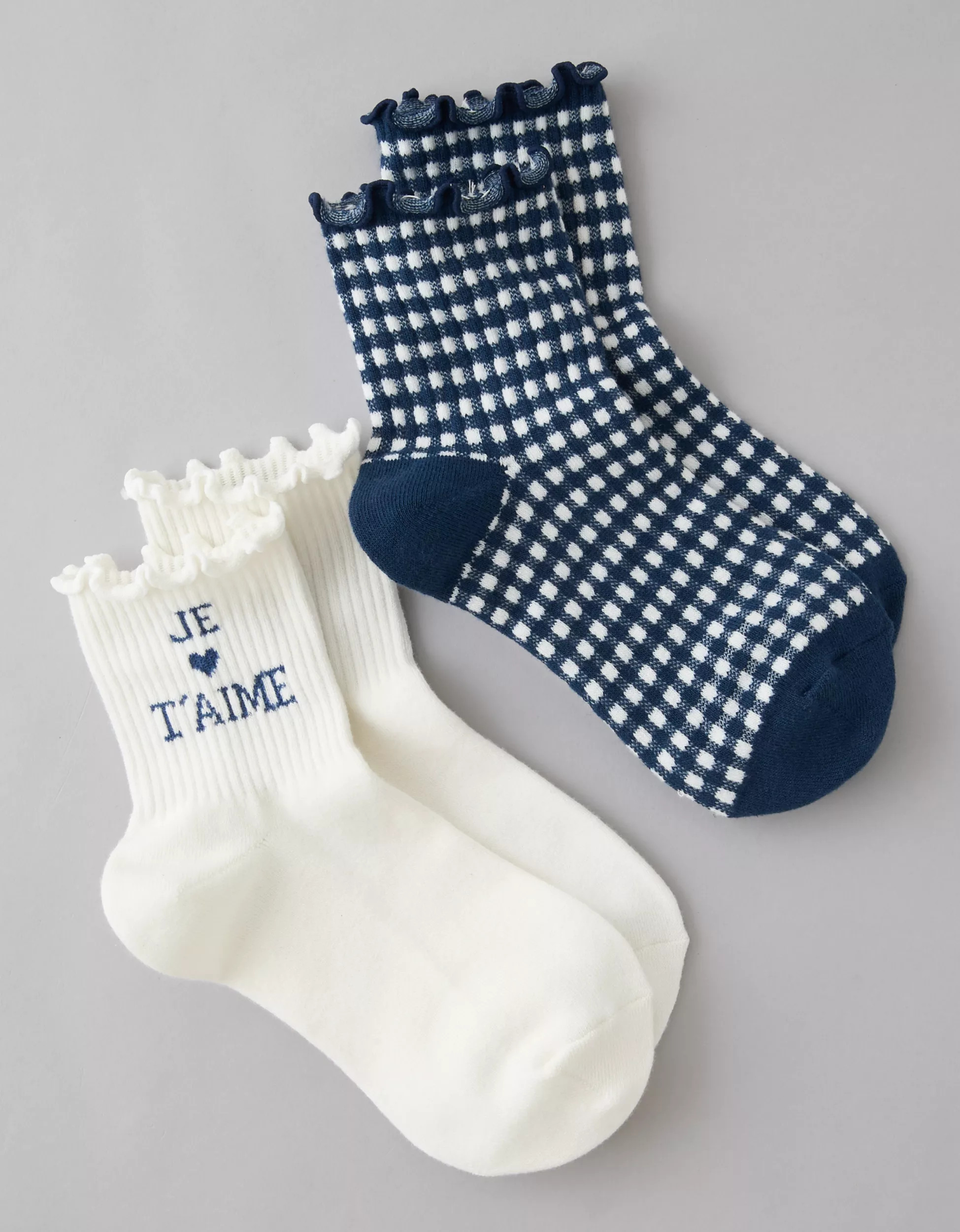 AE Valentine's Day Cropped Crew Socks 2-Pack | American Eagle Outfitters (US & CA)