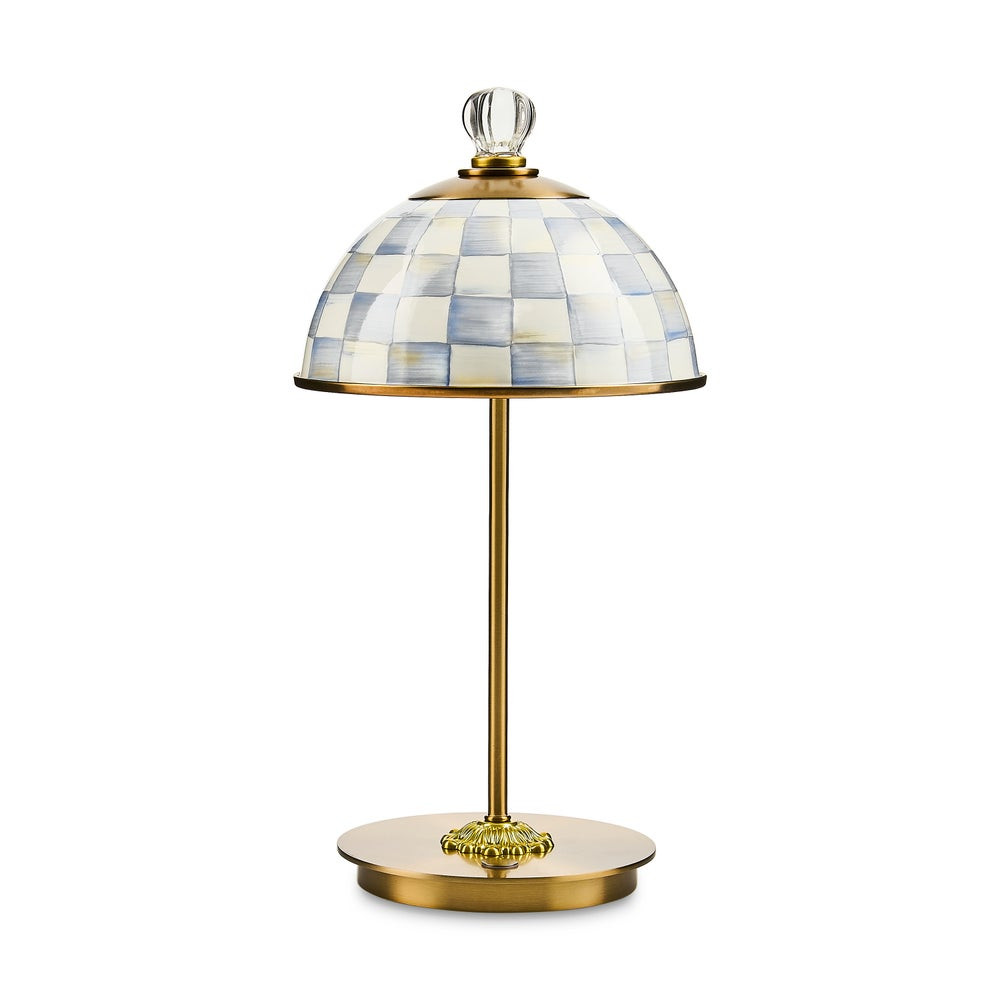 Sterling Check LED Rechargeable Dome Table Lamp | MacKenzie-Childs