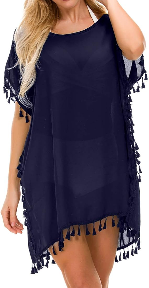 Tandisk Women's Chiffon Swimsuit Beach Bathing Suit Cover Ups for Swimwear | Amazon (US)