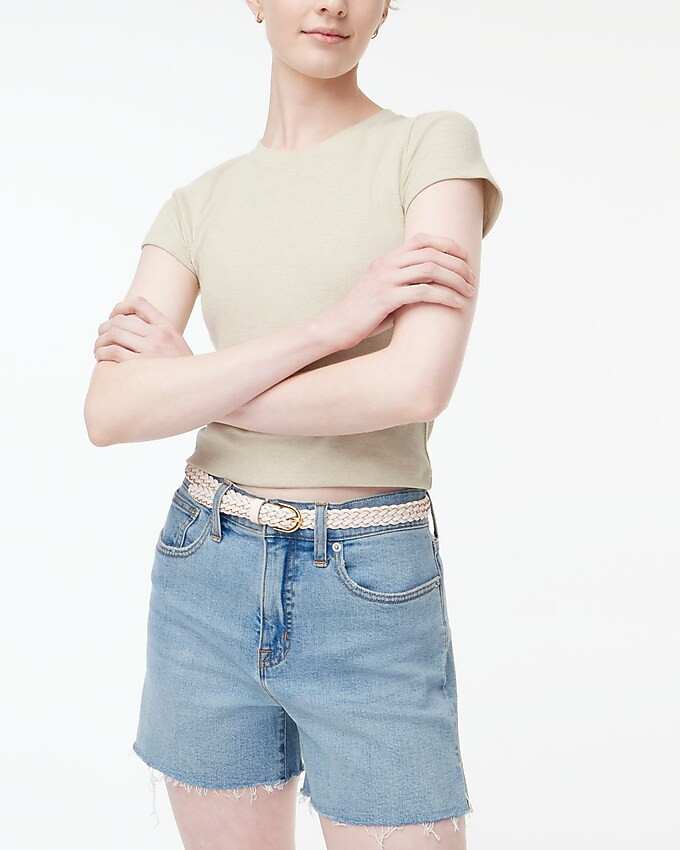 Crewneck cropped ribbed tee | J.Crew Factory
