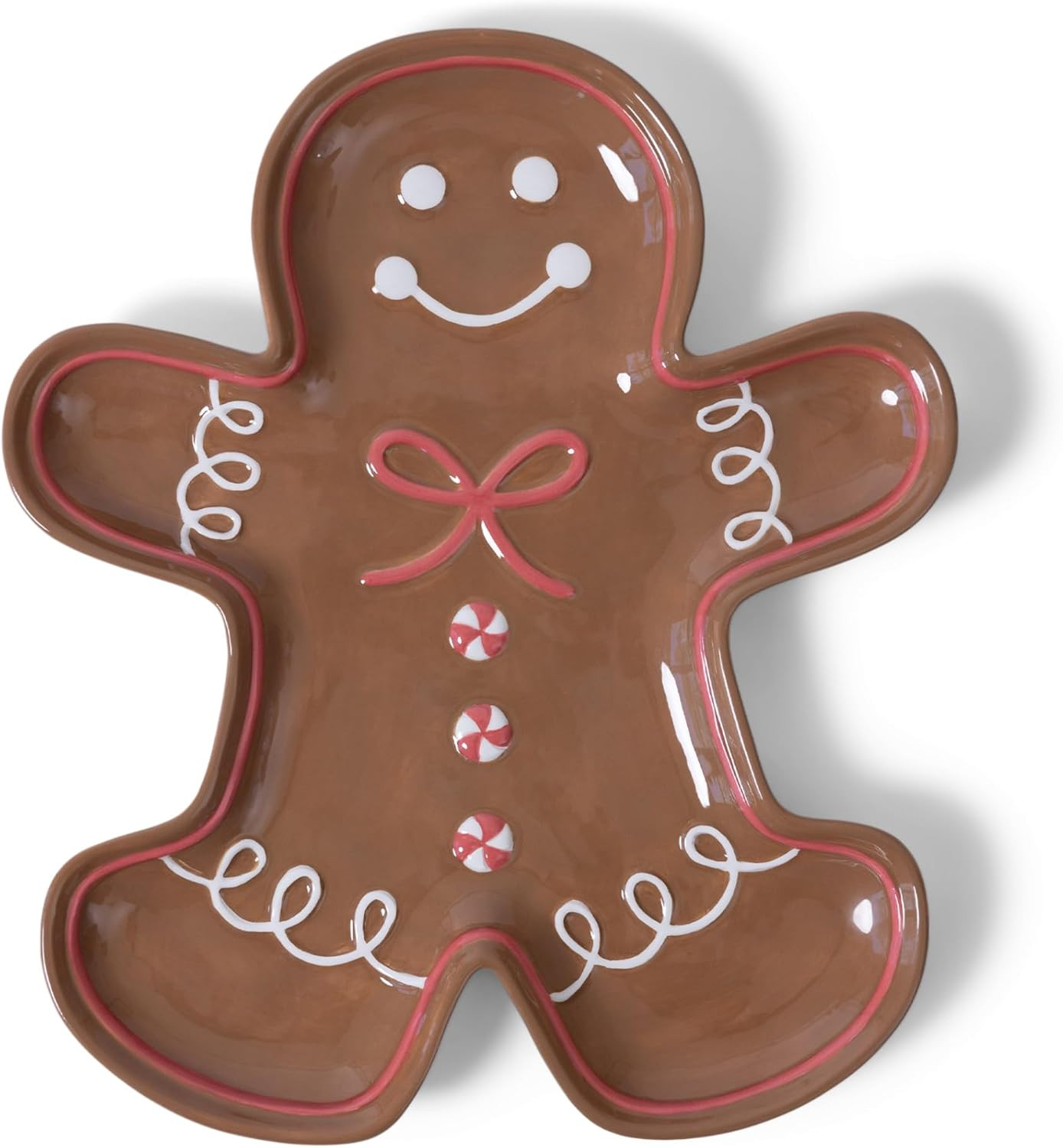 Mary Square Festive Cute Holiday Embossed Gingerbread Man Christmas 11 x 17 Ceramic Charcuterie S... | Amazon (US)