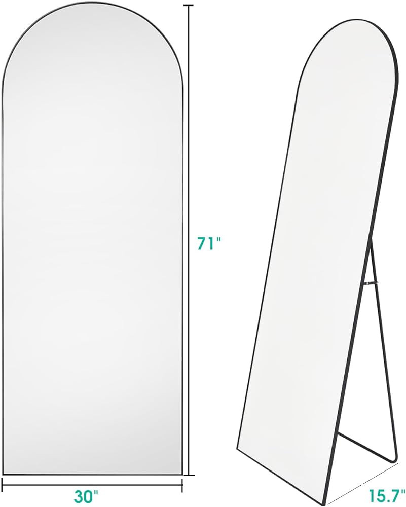 Full Length Mirror, Arched Floor Mirror, 30" x 71" Oversized Full Length Mirror, Freestanding, Fu... | Amazon (US)
