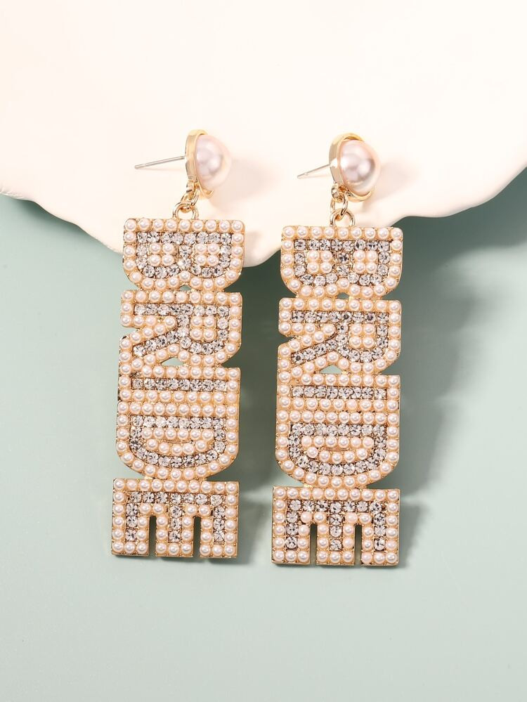 Rhinestone Letter Drop Earrings | SHEIN