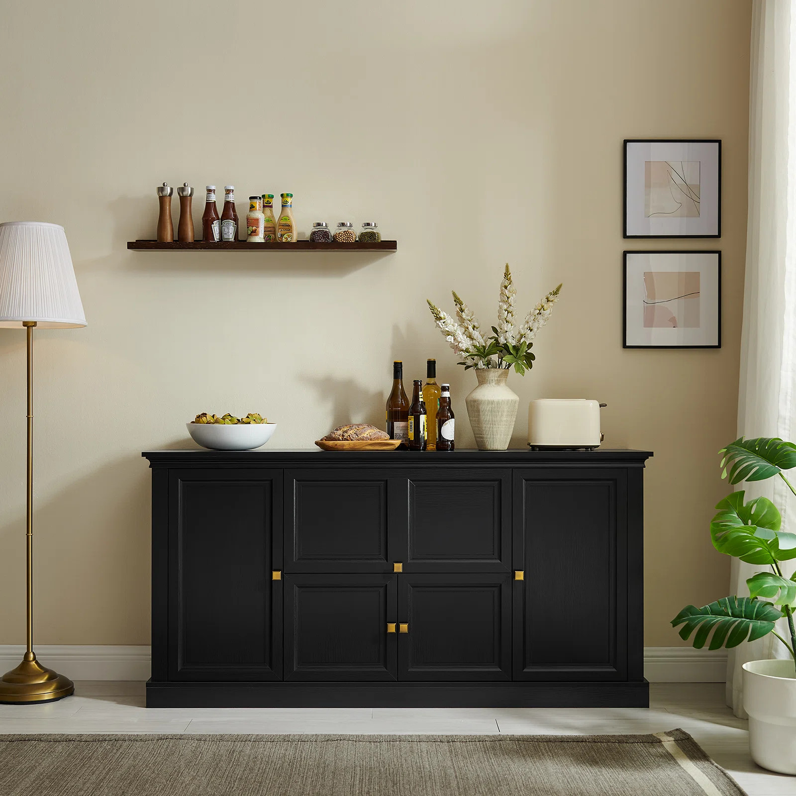 63" Large Buffet Cabinet Sideboard With Drawers,Shelves And Doors | Wayfair North America