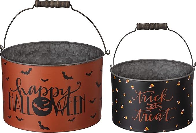 Primitives by Kathy Halloween Metal Buckets, Set of 2, Trick or Treat | Amazon (US)