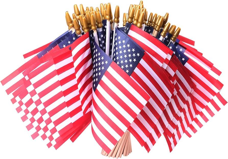 Small American Flags on Stick, 50 Pcs Fourth of July Decorations Outdoor 4''x6'' USA Flag, 4th of... | Amazon (US)