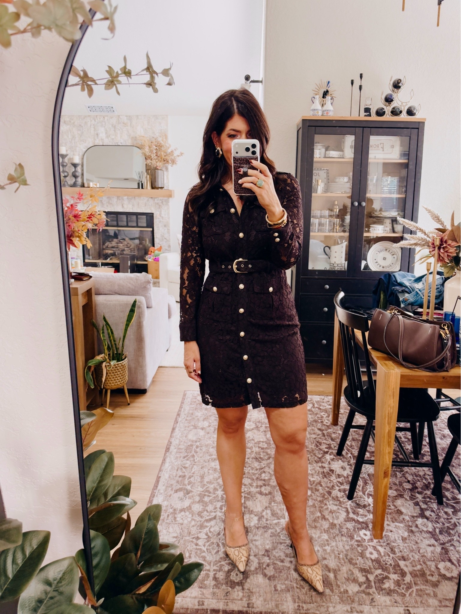Work outfit of the day
In an 8 brown lace dress (size up if in between)