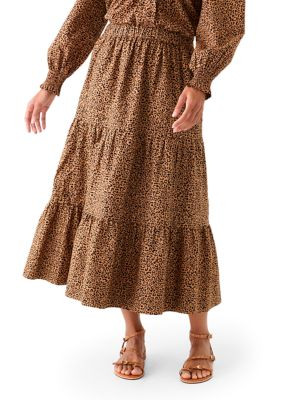 Plus Size Pleated Printed Midi Skirt | Belk