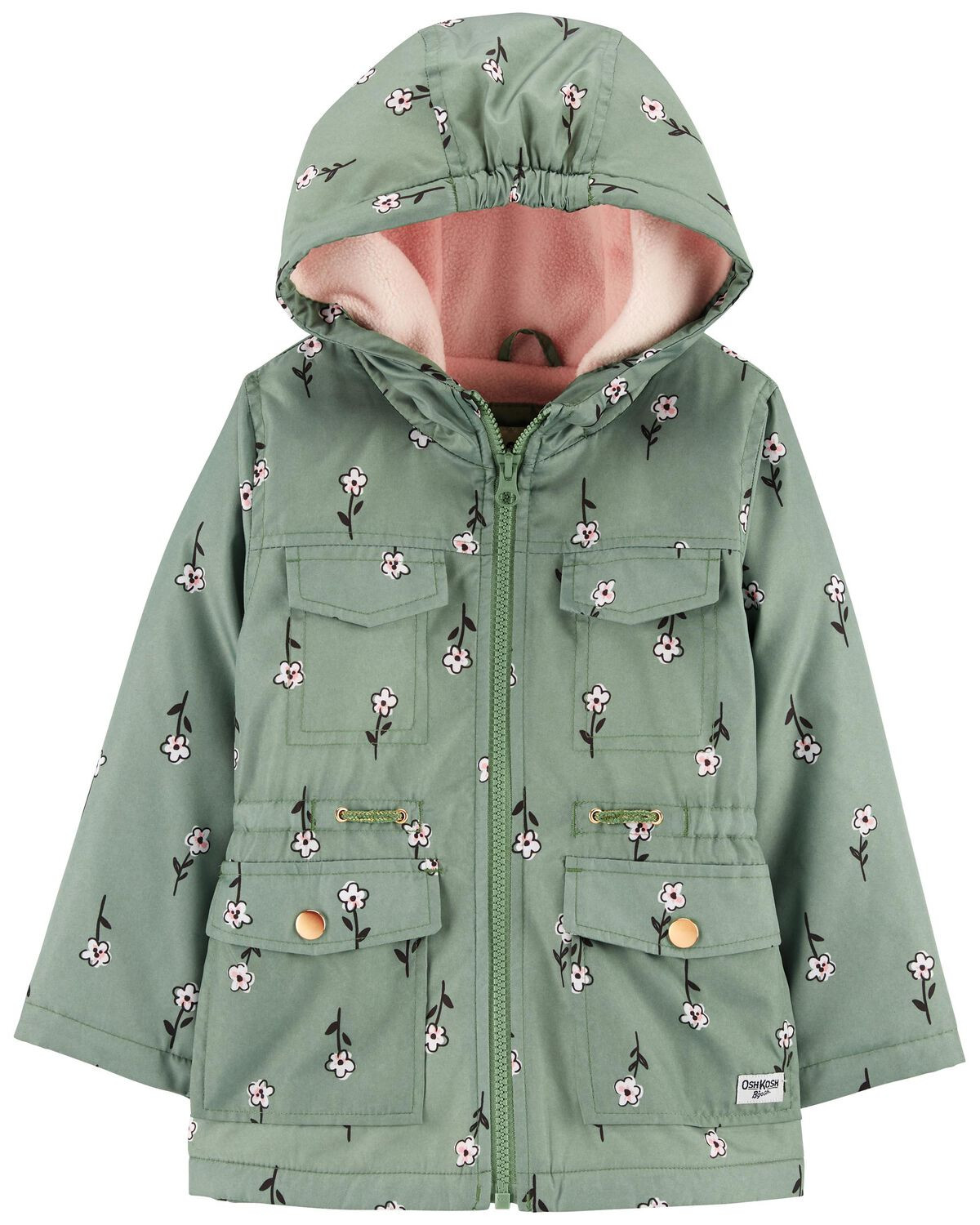 Green Toddler Floral Print Fleece Lined Jacket  | carters.com | Carter's