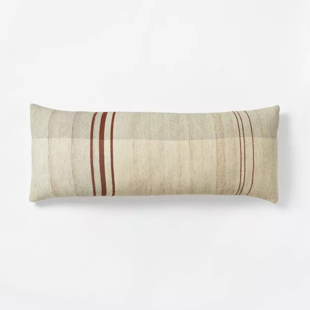 Oversized Space Dyed Striped Lumbar Throw Pillow Neutral/Gray - Threshold™ designed with Studio... | Target